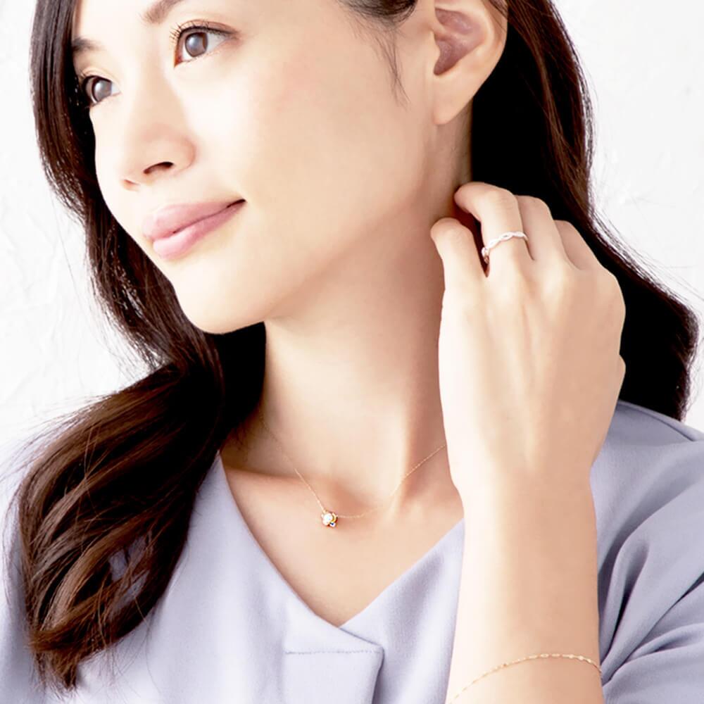 RITA JEWELRY 誕生石対応 選べる天然石3色 10金 K10 ゴールド 花パール ネックレス レディース 【RTP7002】 シンプル 普段使い 人気 ギフト ジュエリー アクセサリー 女性 彼女 妻 誕生日プレゼント  結婚 記念日  ラッピング付 おすすめ 誕生日プレゼント 人気 ブランド バースデー ギフト 記念日 秋アクセ 秋ジュエリー ご褒美ジュエリー 彼女 ネックレス ギフト