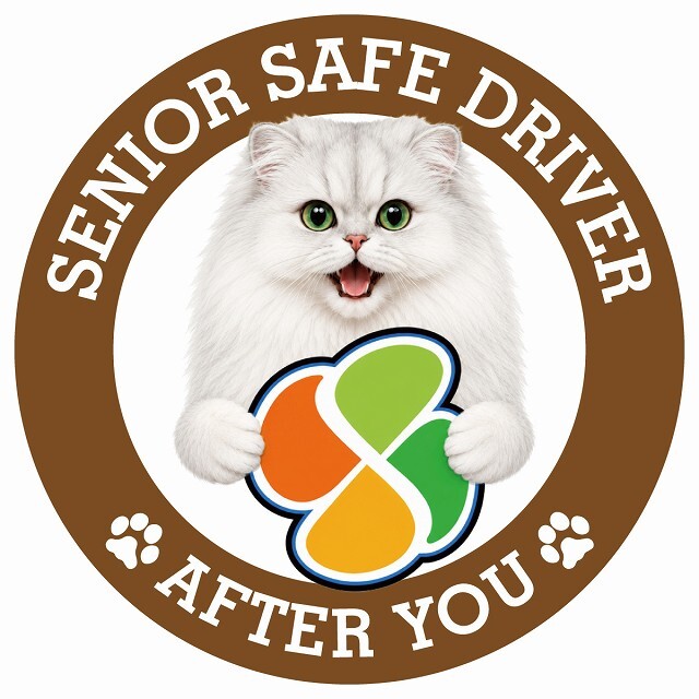カーサイン 高齢者マーク SENIOR SAFE DRIVER チンチラ ステッカー シール 直径13cm 肉球 日本製 車