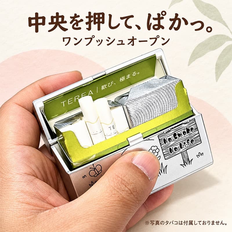 加熱式タバコ対応 シガレットケース No Smoke No Life 可愛い 猫 犬 小物入れ シルバー マルチハードケース 看板にゃん子 看板わん子 収納ボックス 銀 カートリッジケース 電子タバコケース プレゼント ギフト