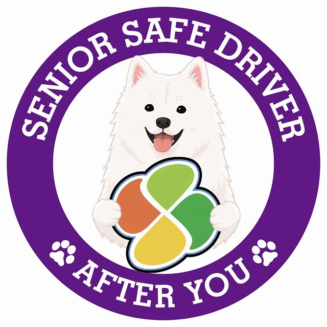 カーサイン 高齢者マーク SENIOR SAFE DRIVER 紀州犬 ステッカー シール 直径13cm 肉球 日本製 車