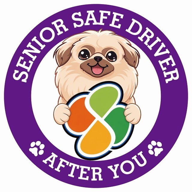 カーサイン 高齢者マーク SENIOR SAFE DRIVER ペキニーズ ステッカー シール 直径13cm 肉球 日本製 車