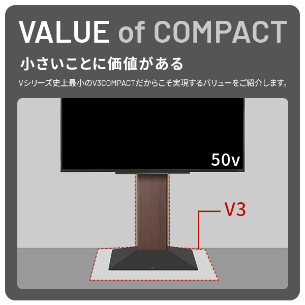WALLインテリアテレビスタンドV3 COMPACT+棚板セット 24~55v対応 壁寄せテレビ台 TVスタンド 専用棚板 DVDレコーダー PS5 プレステ5 PS4 ミニ 小型 ホワイト 白 ブラック 黒 ウォールナット ブラウン ホワイトオーク