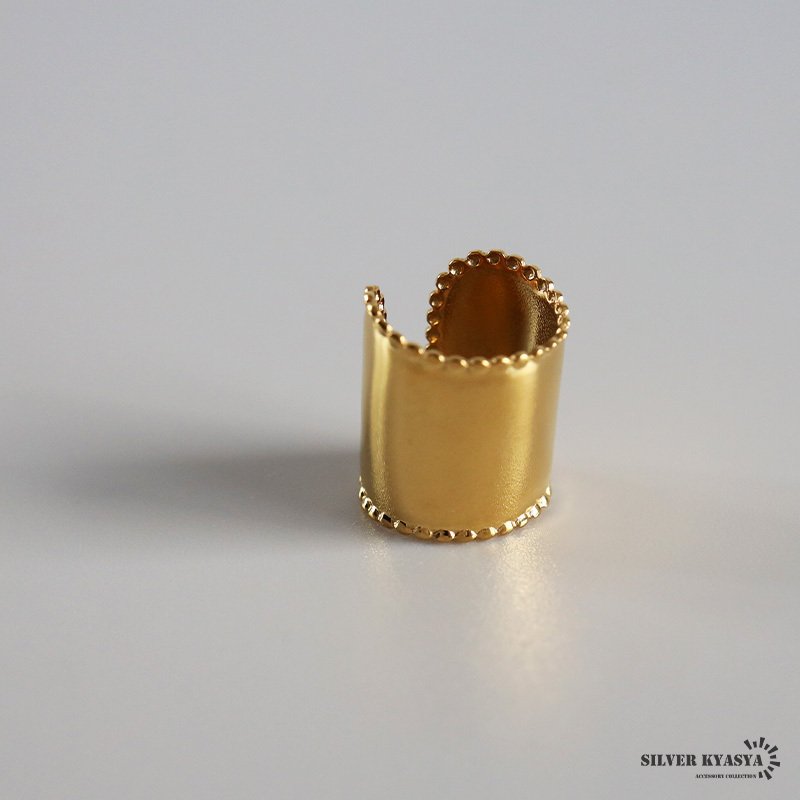 ステンレス ロングイヤーカフ 長め シンプルイヤーカフ ミル打ち かわいい メタル ワイド ゴールド 18KGP 片耳1点 プチプラ 耳の穴不要 痛くない レディース 女性 金属アレルギー対応フェイクピアス ノンホール イヤリング