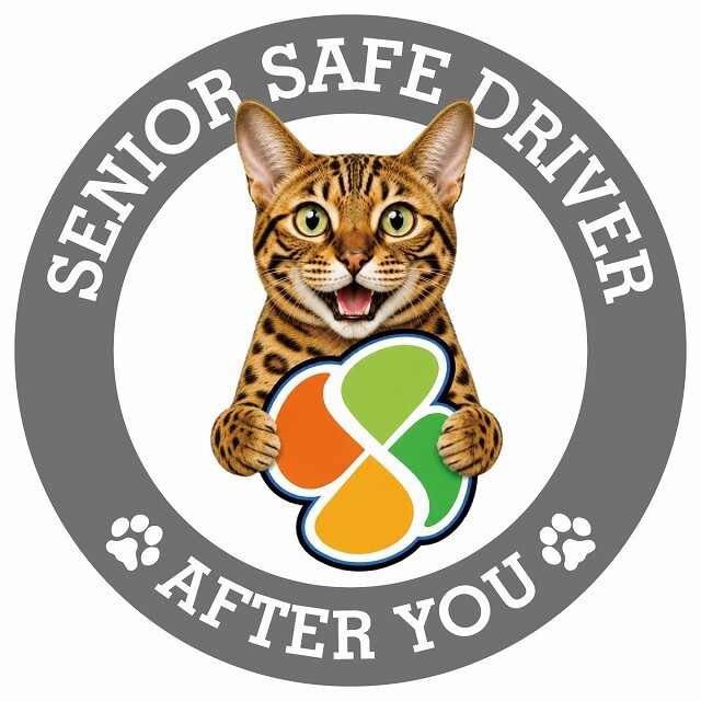カーサイン 高齢者マーク SENIOR SAFE DRIVER ベンガル ステッカー シール 直径13cm 肉球 日本製 車