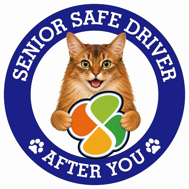 カーサイン 高齢者マーク SENIOR SAFE DRIVER ソマリ ステッカー シール 直径13cm 肉球 日本製 車