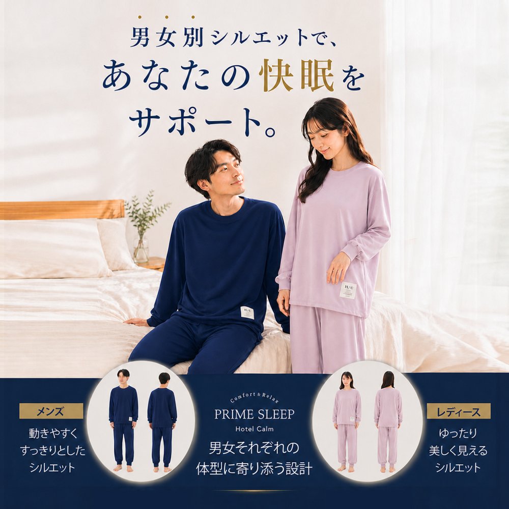 【ウィンター|セットアップ|メンズ】Hotel Calm ルームウェア|コンフォート スタイル パジャマ  リカバリーウェア 血行促進 ギフト 父の日 敬老の日 誕生日【送料無料】