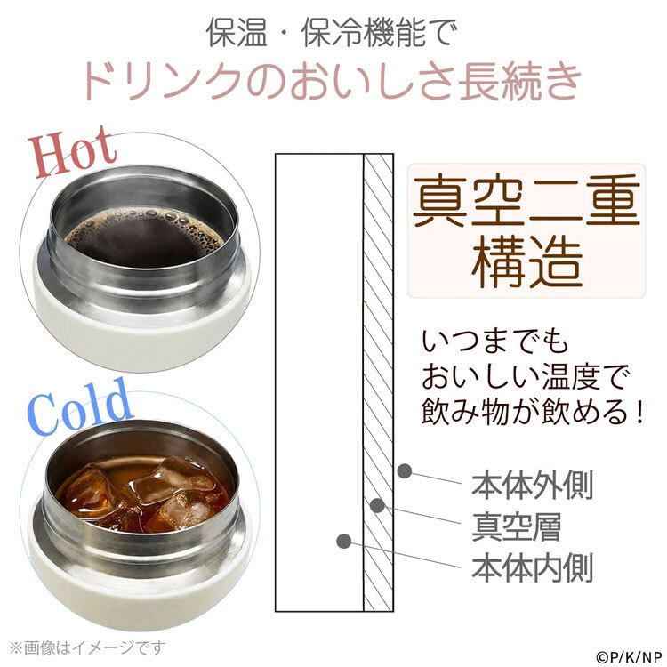 ねこむかしばなし ワンタッチボトル 480ml キャット ネコ 猫  真空二重構造 軽量 水筒 モデル ワンタッチ ボタン ロック ワンプッシュボトル 直飲み かわいい 舞踏会