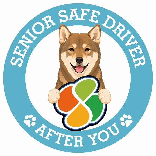 カーサイン 高齢者マーク SENIOR SAFE DRIVER 四国犬 ステッカー シール 直径13cm 肉球 日本製 車