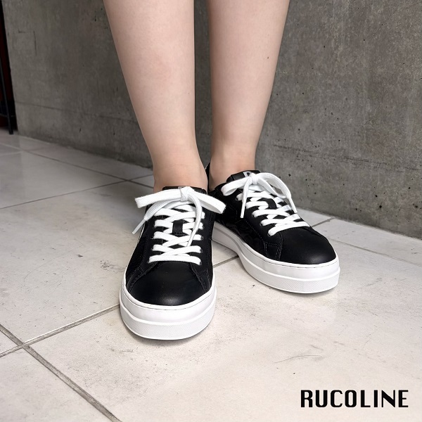 ルコライン スニーカー ルコライン 靴 RUCO LINE RUCO-019BK ROSE LUX 花柄生地 ブラック 黒 シルバーラメ 合皮 ローカット ファスナー無し ルコライン シューズ RUCO LINE ルコラインスニーカー フラットソール 新作 取扱店 京都 母の日 ギフト 数量限定