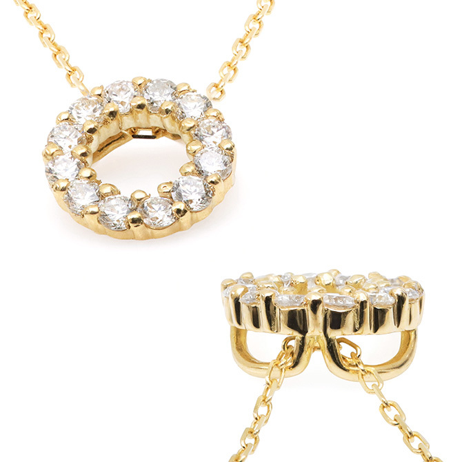 K18 18金 ネックレス ゴールド ネックレス 0.10ct ダイヤモンド ゴールド ネックレス チェーン フルムーン サークル 満月 選べる3色 イエロー ピンク ホワイト シンプル 華奢 上品 彼女 妻 女性 レディース 誕生日 プレゼント ハロウィン 【品番：CG-TI-762】