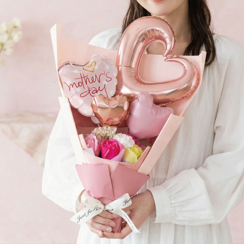 バルーンフラワー バルーンブーケ ソープフラワー スタンディング ブーケ 単品 そのまま飾れる 花束  スタンディングブーケ 誕生日 プレゼント 母親 女性 退職祝い おしゃれ かわいい ギフト シャボン フラワー 枯れない バラ カーネーション 造花 卒業式 記念日 お祝い≪ Balloon Bloom -プレシャス- ≫ 翌営業日出荷