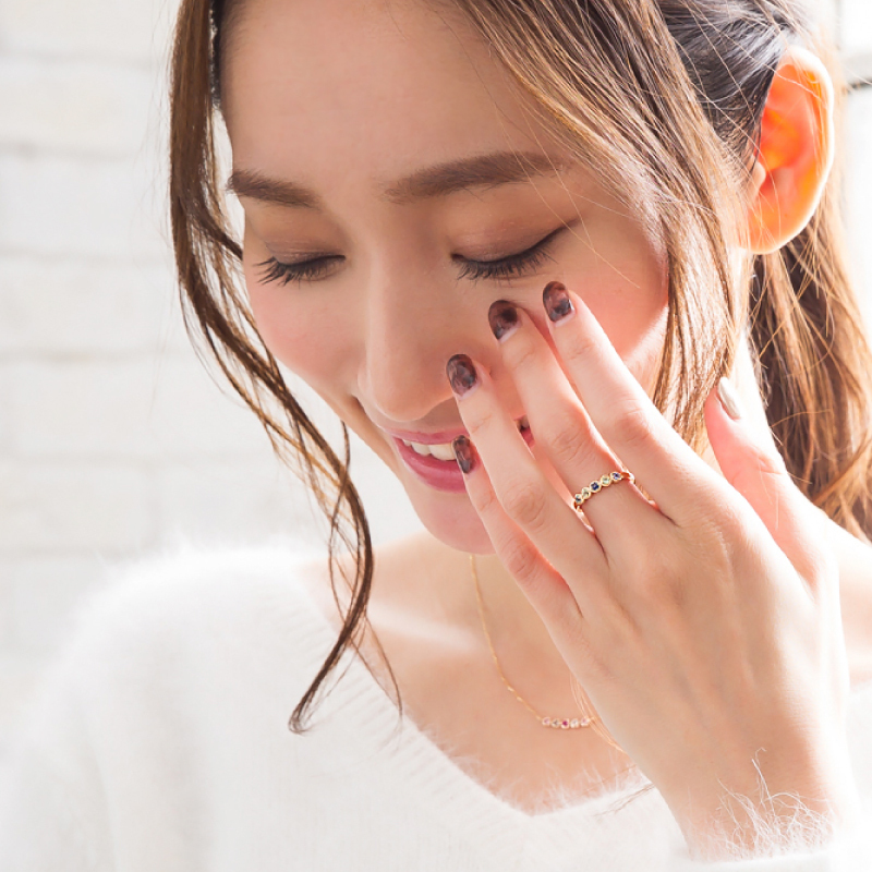 セミ オーダーメイド リング 指輪 誕生石 2.0mm 5石 Ties K10 K18 10K 18K 10金 18金 プラチナ 女性 レディース 誕生日 記念日 プレゼント ギフト 誕生日プレゼント ファミリーリング 刻印 名入れ 20代 30代 40代 妻 彼女 天然石 ダイヤモンド ダイヤ ゴールド ピンクゴールド イエローゴールド 選べる アクセサリー アレルギー対応 金属アレルギー
