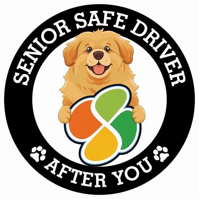 カーサイン 高齢者マーク SENIOR SAFE DRIVER チベタンマスティフ ステッカー シール 直径13cm 肉球 日本製 車