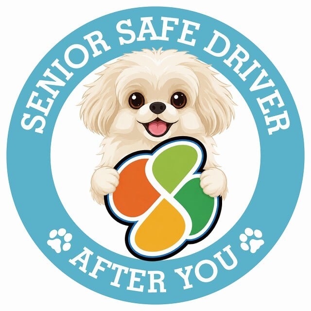 カーサイン 高齢者マーク SENIOR SAFE DRIVER ペキプー ステッカー シール 直径13cm 肉球 日本製 車
