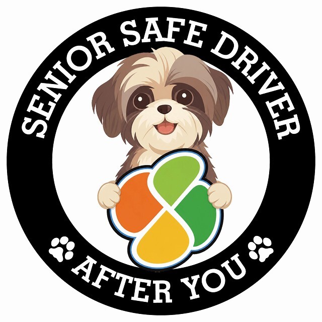 カーサイン 高齢者マーク SENIOR SAFE DRIVER シーズー ステッカー シール 直径13cm 肉球 日本製 車