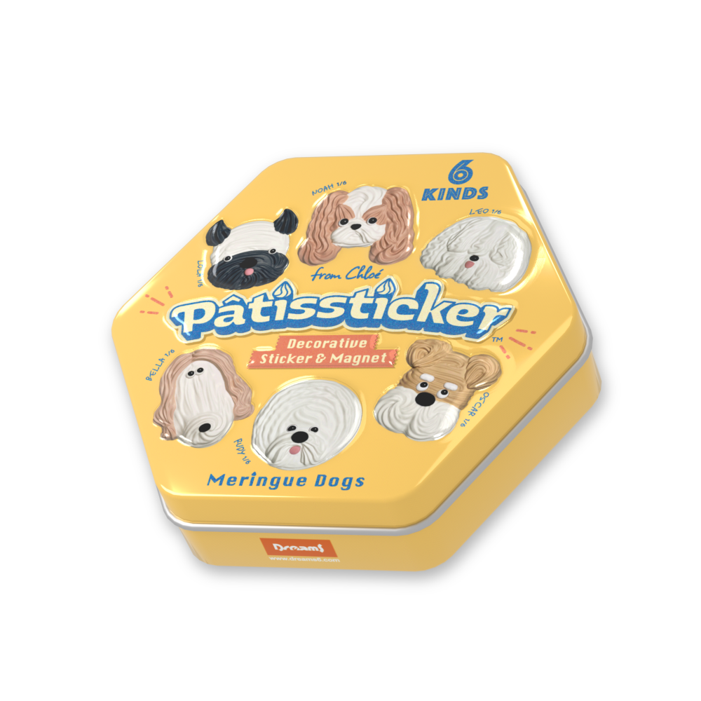 【 ブラインドパッケージ 】Pâtissticker パティスティッカー メレンゲドッグス ステッカー 3D 犬 かわいい マグネット シール ブラインド クッキー缶風パッケージ入り バニラの香り ビション フレンチブル プレゼント ギフト 女性 男性 父 母 実用的 インテリア 誕生日 クリスマス 無料ラッピング