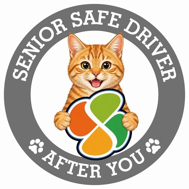 カーサイン 高齢者マーク SENIOR SAFE DRIVER 茶トラ ステッカー シール 直径13cm 肉球 日本製 車