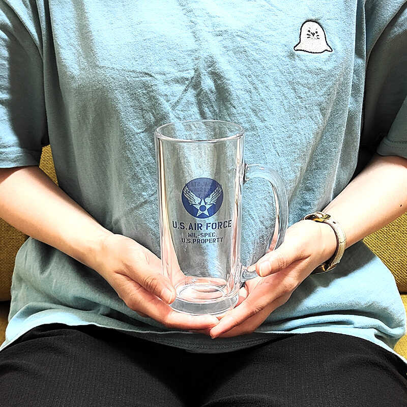 ビアグラス U.S.AIR FORCE ガラス製 ビアジョッキ アメリカン 雑貨 USAF アメリカ空軍 メンズ キッチン ビール コップ 食器 ドリンク おしゃれ レストラン 店舗 バー
