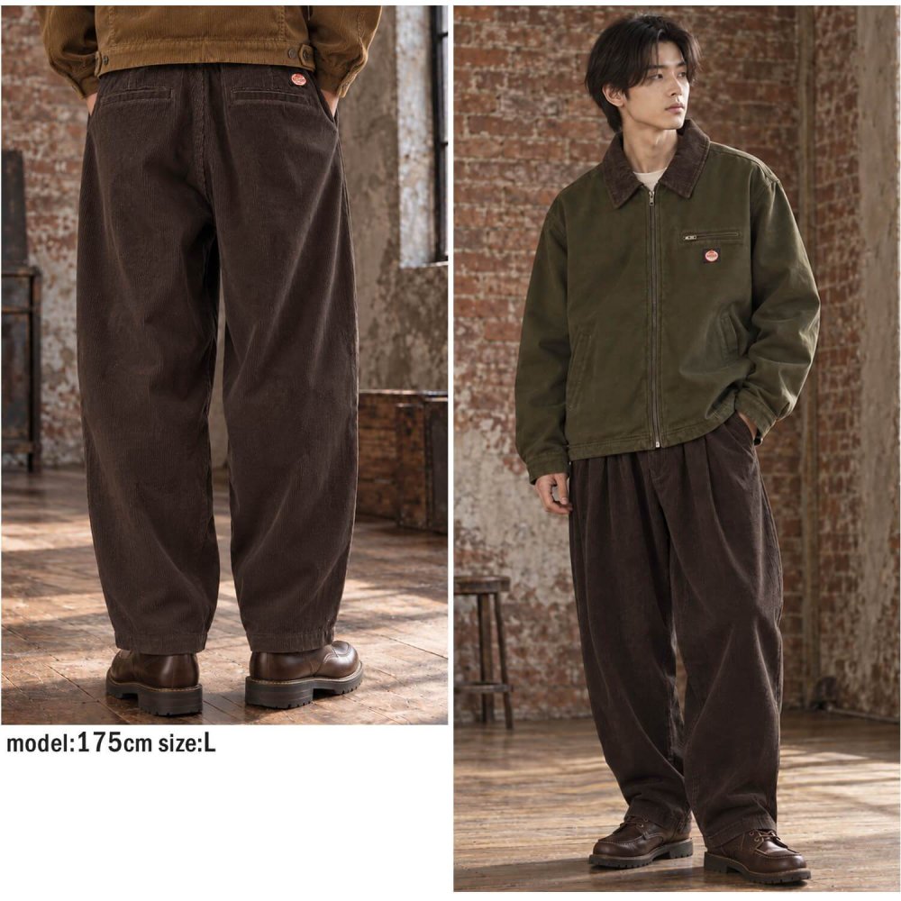 REDKAP レッドキャップ コーデュロイパンツ メンズ RDK-2604 2タック ワイドパンツ テーパード バルーンパンツ YKK 太畝 8WEL ワンウォッシュ スラックス ワーク ストリート カジュアル ファッション M L XL 2026FW Karlas