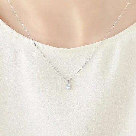 【無料ラッピング】  ヨンドシー 4℃ 3月誕生石 K10ホワイトゴールド ネックレス アクアマリン ホワイトトパーズ ブランド 正規品 新品 ギフト プレゼント 人気 おすすめ 誕生日 記念日 クリスマス 送料無料