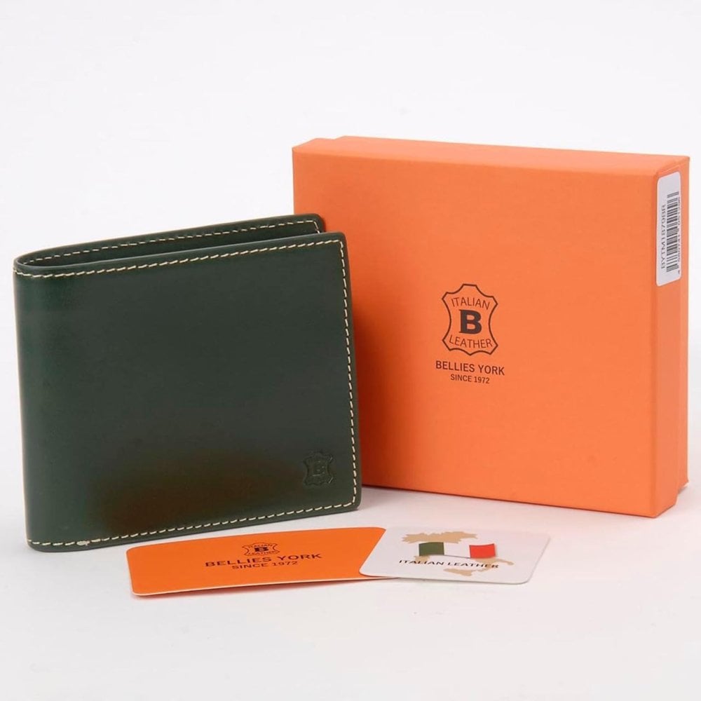 ベリーズヨーク　BELLIES YORK　二つ折り財布　BYTM1879GR　グリーン　緑色　ベジタブルタンニン　イタリアンレザー　牛革　”エイジングを楽しむ革小物”