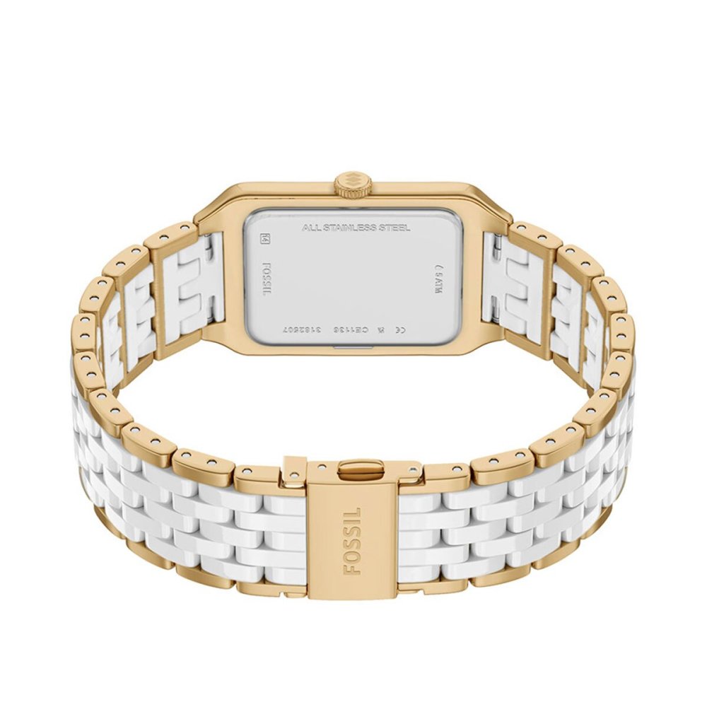 フォッシル FOSSIL 腕時計 レディース RAQUEL デイト アナログ ステンレススチール＆ホワイトセラミック ウォッチ CE1136【2026 新作】