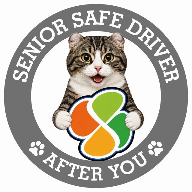 カーサイン 高齢者マーク SENIOR SAFE DRIVER キンカロー ステッカー シール 直径13cm 肉球 日本製 車