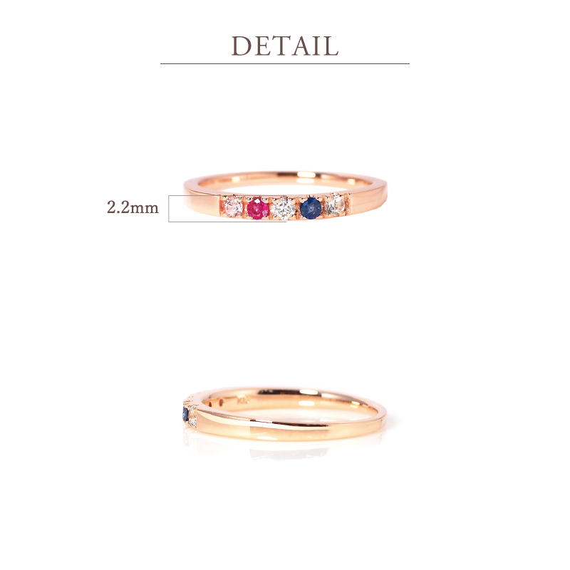 セミ オーダーメイド リング 指輪 誕生石 2.0mm 5石 Ties K10 K18 10K 18K 10金 18金 プラチナ 女性 レディース 誕生日 記念日 プレゼント ギフト 誕生日プレゼント ファミリーリング 刻印 名入れ 20代 30代 40代 妻 彼女 天然石 ダイヤモンド ダイヤ ゴールド ピンクゴールド イエローゴールド 選べる アクセサリー アレルギー対応 金属アレルギー