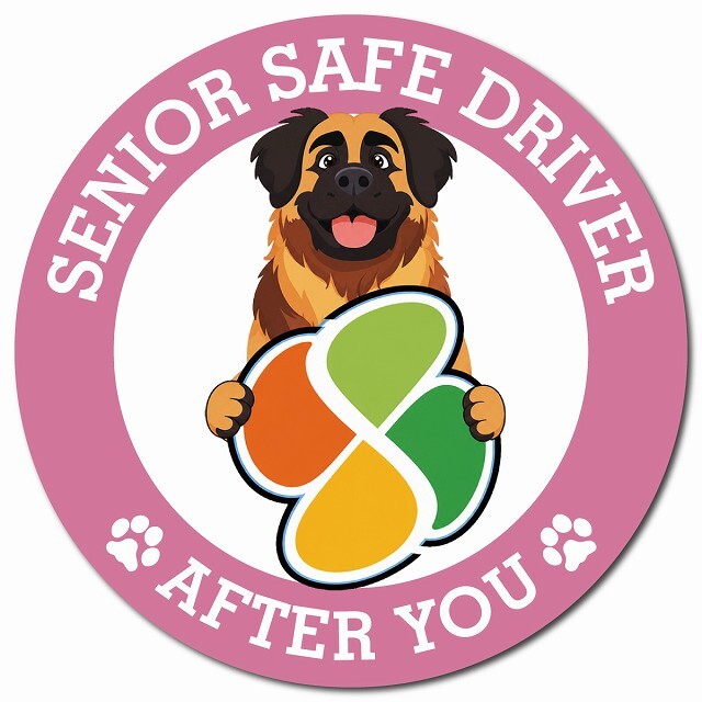 カーサイン 高齢者マーク SENIOR SAFE DRIVER レオンベルガー マグネット 強力 直径13cm 肉球 日本製 車 ステッカー