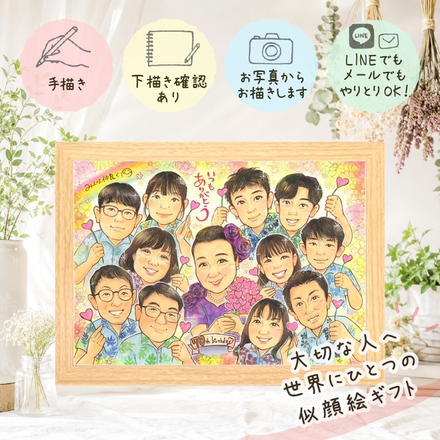 古希祝い プレゼント 似顔絵 手描き 名入れ 贈り物 ギフト 古希 長寿 誕生日 70歳 長寿祝い 大人数 家族 両親 お母さん お父さん 修正無料 名入れ 下書き確認 似てる サプライズ かわいい 実績多数 70歳 長寿祝い 思い出 大量注文 ハロウィン 応援 感動 キレイ ウェディングギフト 同窓会 節目 喜ばれる 感激 カラフル 傘寿祝い 快気祝い オーダーメイド