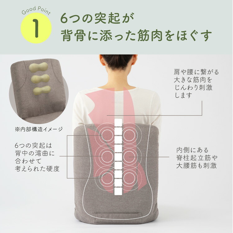 座椅子 からだスッキリ座椅子 ホグレッシュ PROIDEA プロイデア 背中刺激 6つの突起 姿勢サポート 骨盤サポート 折りたたみ コンパクト 持ち手付き 耐荷重100kg リラックス デスクワーク 在宅ワーク ブラウン グリーン 母 父 ご両親 祖父母 誕生日 敬老の日 プレゼント ギフト