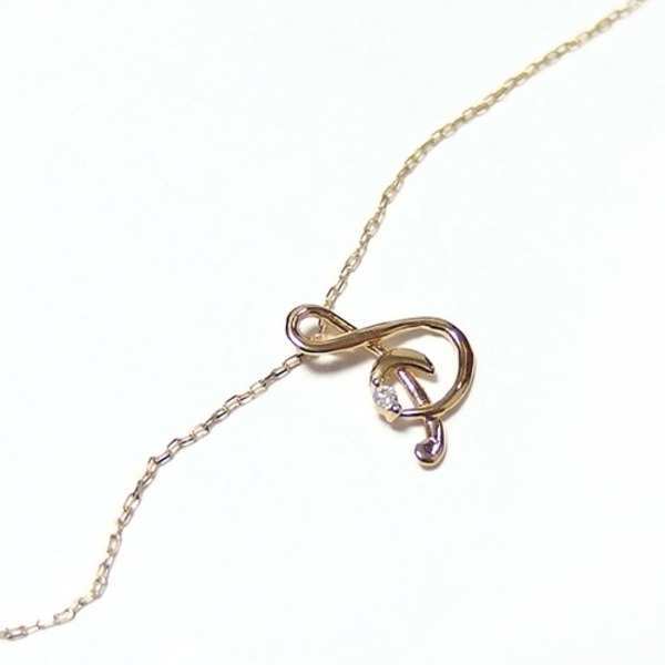 イニシャル ネックレス K18 ゴールド ダイヤモンド 0.01ct 一粒 ダイヤネックレス ペンダント S レディース アクセサリー 18金 18K ジュエリー 天然ダイヤ 華奢 シンプル プレゼント ギフト