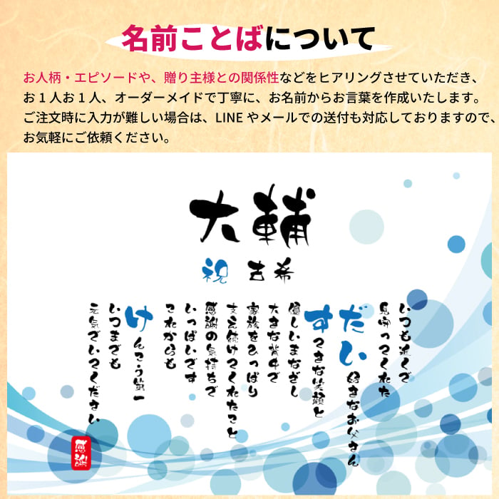 還暦祝い ポエム 名前 メッセージ アート【名前ことば 1名様】M 古希 喜寿 傘寿 米寿 卒寿 白寿 祝い プレゼント 金婚式 銀婚式 詩 感謝状 ギフト 名入れメッセージ 贈り物 お祝い 記念品 名前入り 男性 女性 父 母 敬老の日 誕生日 メッセージギフト