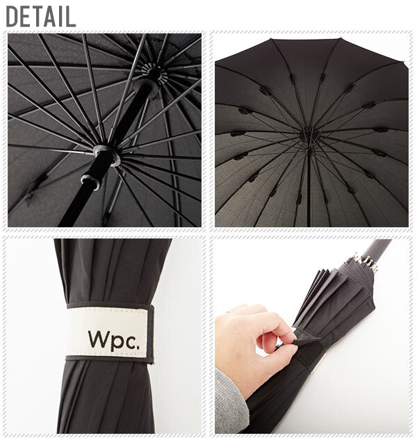 傘 wpc ワールドパーティー ブランド メンズ レディース 16本骨 60cm 晴雨兼用 ロング 大きい 長傘 雨傘 UV カット 紫外線 対策 16本 手開き  w.p.c 無地 シンプル ボーダー カモフラージュ 黒 ネイビー グレー カーキ かさ WPC