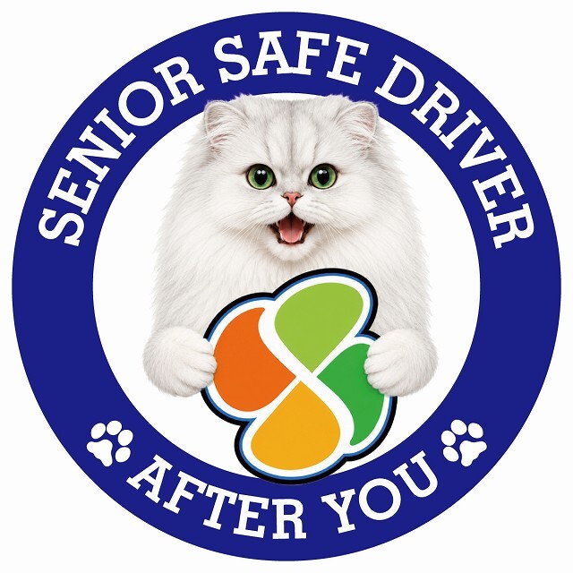 カーサイン 高齢者マーク SENIOR SAFE DRIVER チンチラ ステッカー シール 直径13cm 肉球 日本製 車
