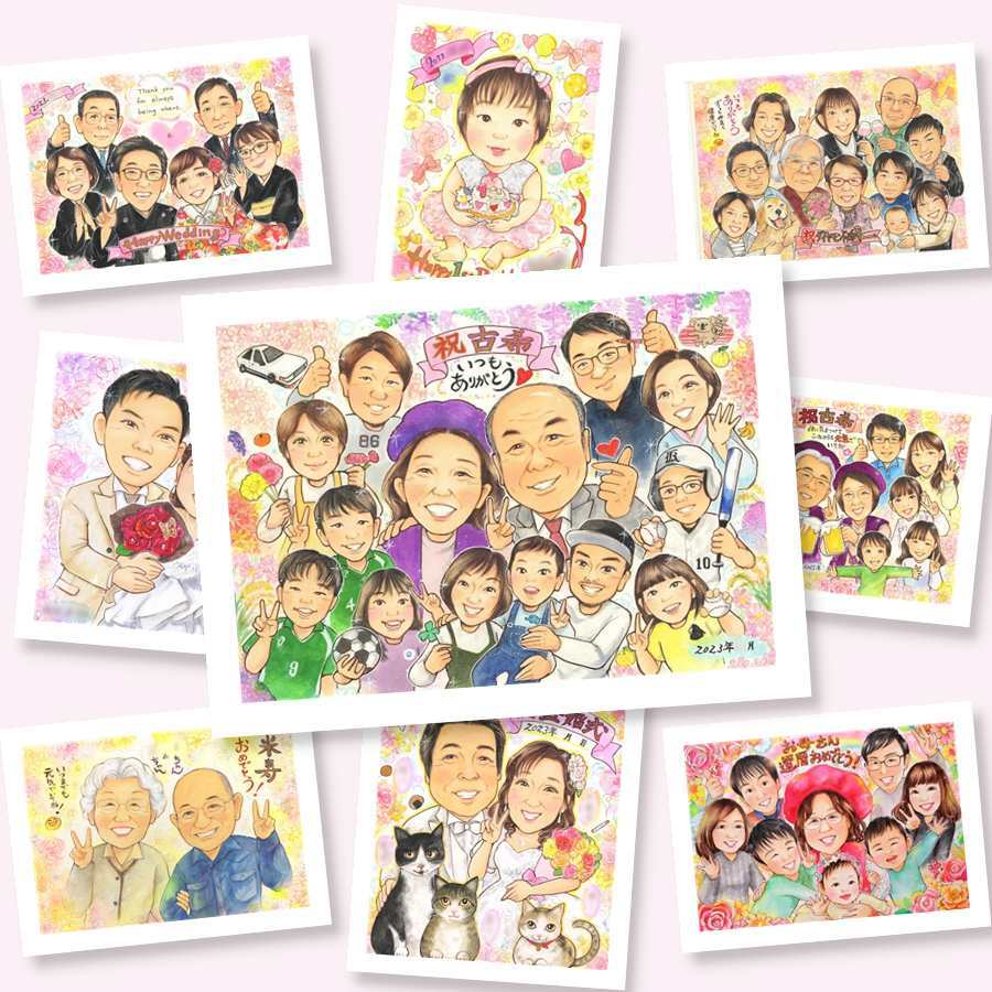古希の記念に、プロの職人が描く似顔絵はいかがですか。ラッピング対応で、贈り物として渡しやすい似顔絵です。 似顔絵 プレゼント 古希 手描き 贈り物 名入れ ギフト 古希 記念 傘寿 長寿 大人数 おじいちゃん 祖父母 おばあちゃん 名入れ 下書き確認 修正無料 宝物 喜ばれる かわいい サプライズ 70歳 一生もの 古希 長寿祝い ハロウィン バレンタインデー オリジナル 傘寿祝い お祝い返し