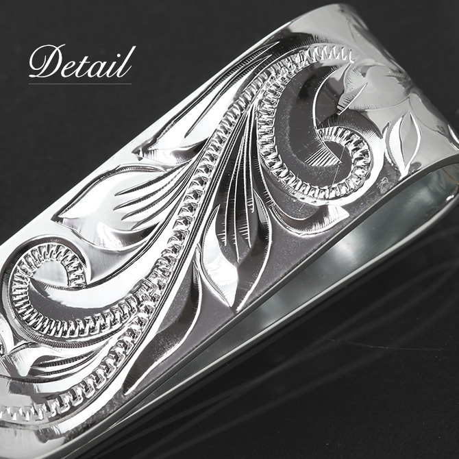 マネークリップ 幅15mm 名入れ 刻印 無料 誕生石入れ可 シルバー925 札ばさみ ハワイアンジュエリー スクロール柄 シンプル スマート会計 札入れ ブランド メンズ レディース 誕生日 プレゼント ハロウィン 【品番：SMCM105】
