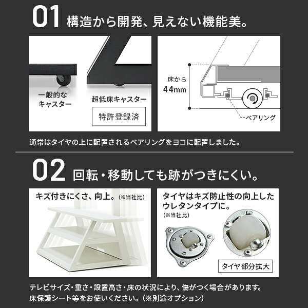 WALLインテリアテレビスタンド M1CASTER 収納付きキャスタースタンド 32～65v対応 壁寄せ 自立型 テレビ台 TVスタンド 背面収納 コード収納 ホワイト 白 ブラック 黒 ウォールナット ブラウン 震度7耐震試験済み 新生活