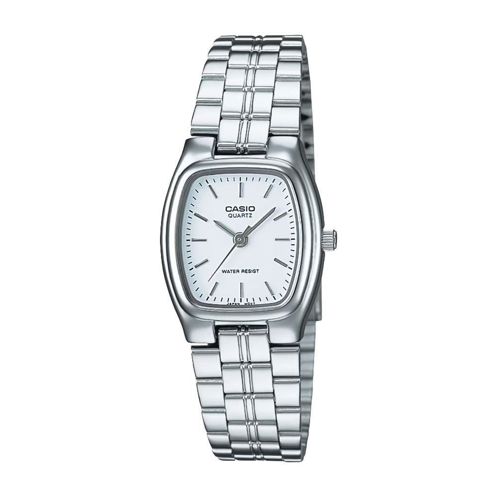 CASIO カシオ レディース 腕時計 海外モデル ホワイト シルバー スクエア 小さめ メタルベルト シンプル 女性 軽量 プレゼント ギフト 収納ケース付き 成人 卒業 入学