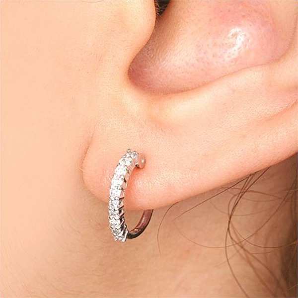 ダイヤ ピアス 0.2ct ハーフエタニティ K18 プラチナ 天然ダイヤ 両耳 華奢 アンティーク ジュエリー レディース プレゼント ギフト