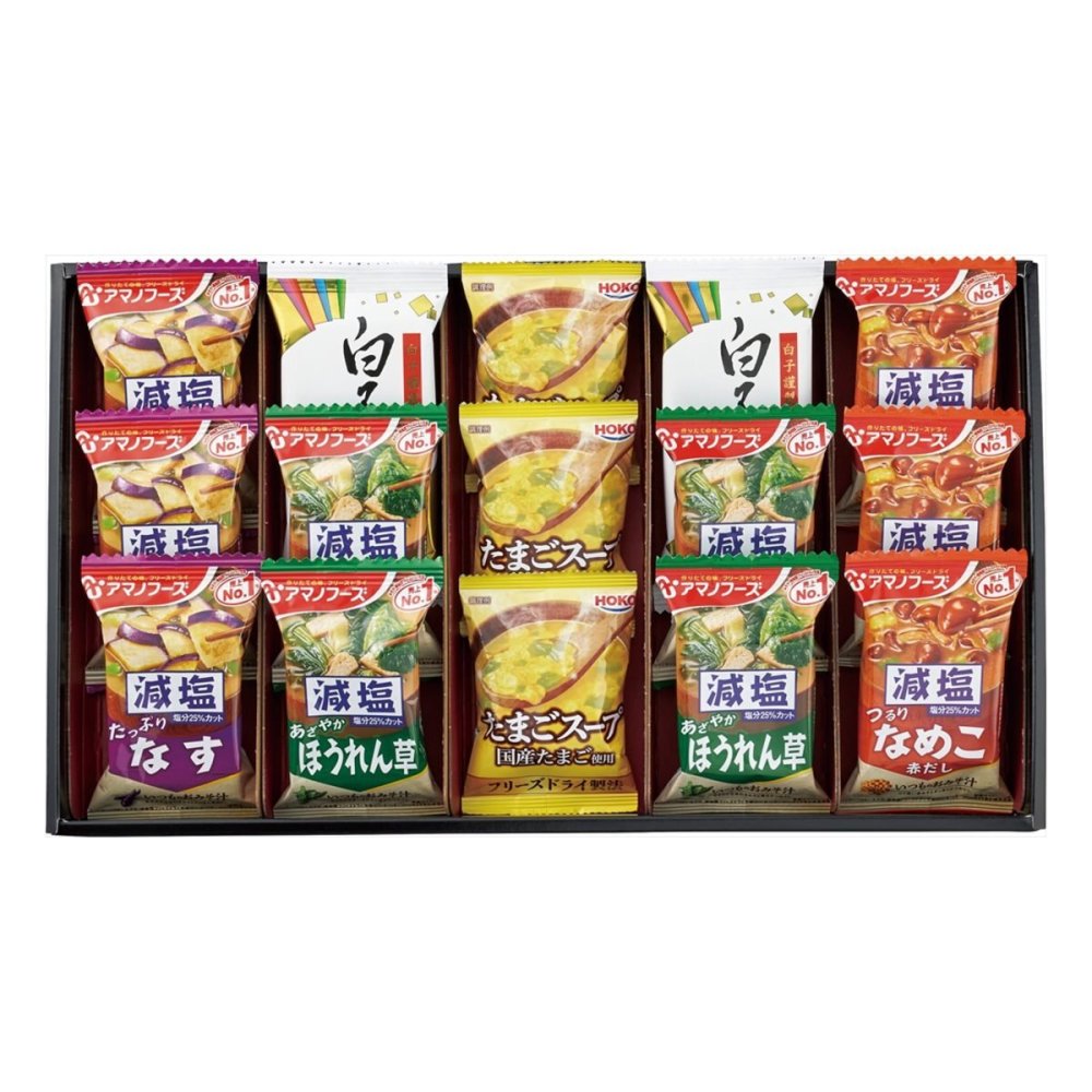 アマノフーズ みそ汁 スープ 白子のり 詰合せ ギフトセット 計15点入 フリーズドライ 即席味噌汁 白子のり 味付け【北海道・沖縄県・離島 配送不可】