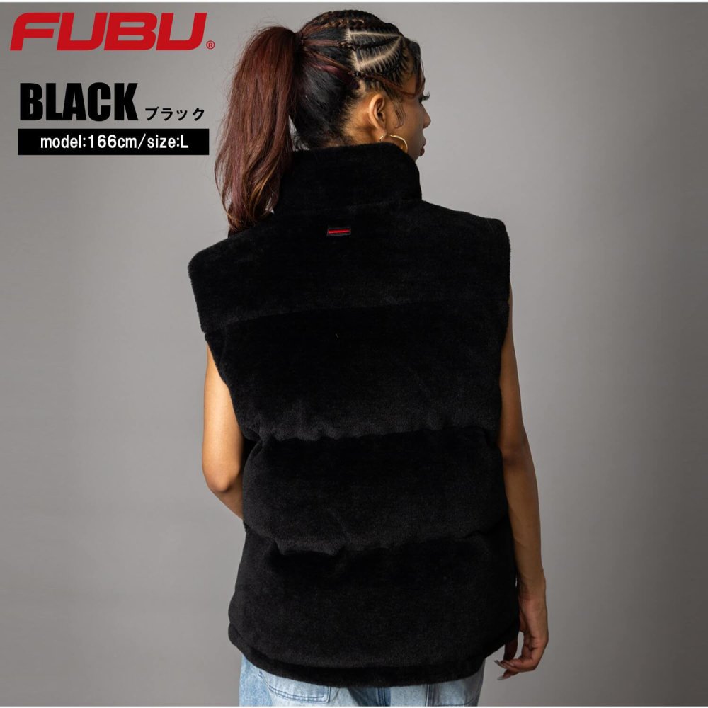 FUBU フブ 中綿ベスト メンズ フェイクファー パファー ダブルジップ エコダウン アウター ストリート あったか 防寒 保温 ヒップホップ ダンス オーバーサイズ ビッグシルエット 秋冬 M L XL XXL 大きいサイズ レディース fam-62306 2026FW karlas