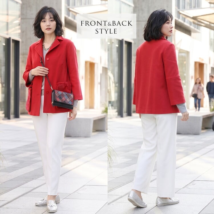 Filomo/フィローモ loro piana カシミヤ混 ウールコート ファーポケット付き レディース ミンク コペンハーゲン 冬 着丈68cm テーラーカラー キャメル/レッド/ブルー/ブラック ギフト プレゼント 卒業式 入学式 母 7F (02000235r)