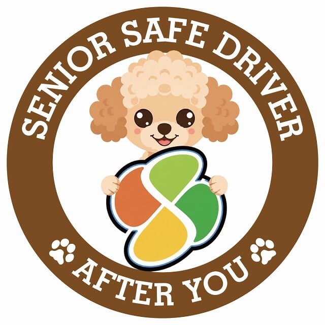 カーサイン 高齢者マーク SENIOR SAFE DRIVER チワプー ステッカー シール 直径13cm 肉球 日本製 車