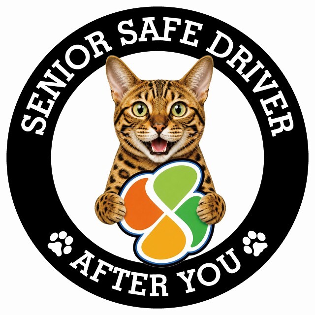 カーサイン 高齢者マーク SENIOR SAFE DRIVER ベンガル ステッカー シール 直径13cm 肉球 日本製 車