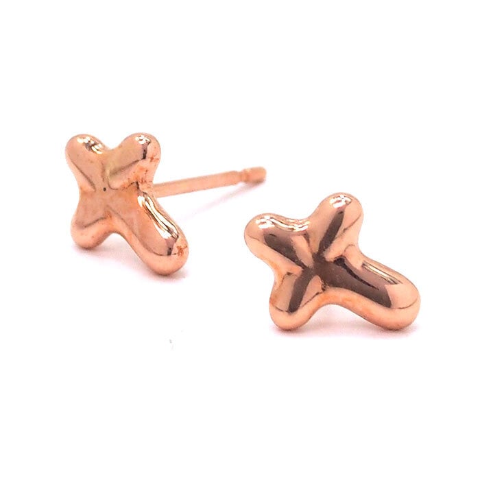ピアス セカンドピアス つけっぱなし K18 K14 クロス 十字架 軸太0.65mm 長さ9mm 金属アレルギー 18金 片耳 1個売り ピンクゴールド ホワイトゴールド スタッドピアス プレゼント
