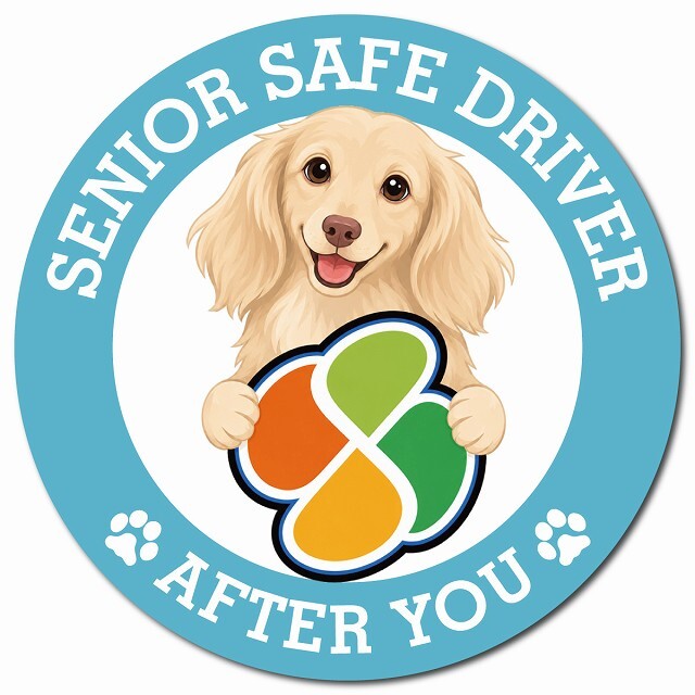 カーサイン 高齢者マーク SENIOR SAFE DRIVER カニンヘンダックスフンド マグネット 強力 直径13cm 肉球 日本製 車 ステッカー