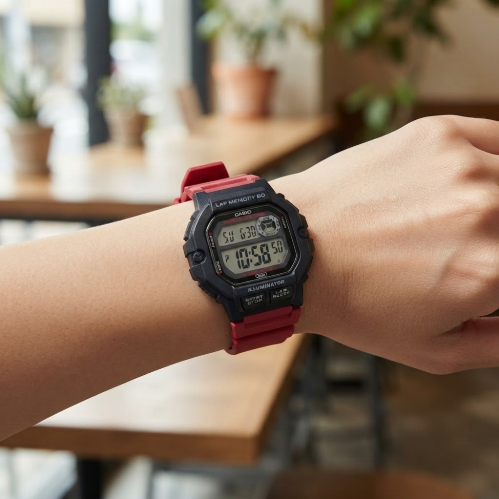 カシオ 腕時計 メンズ レディース デジタル ブラック レッド スポーツ ランニング 軽量 10気圧防水 10年電池 ラップタイム 誕生日 プレゼント ギフト CASIO 収納ケース付き 成人 卒業 入学