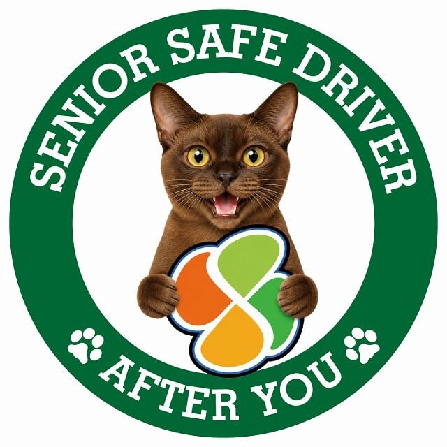 カーサイン 高齢者マーク SENIOR SAFE DRIVER バーミーズ ステッカー シール 直径13cm 肉球 日本製 車