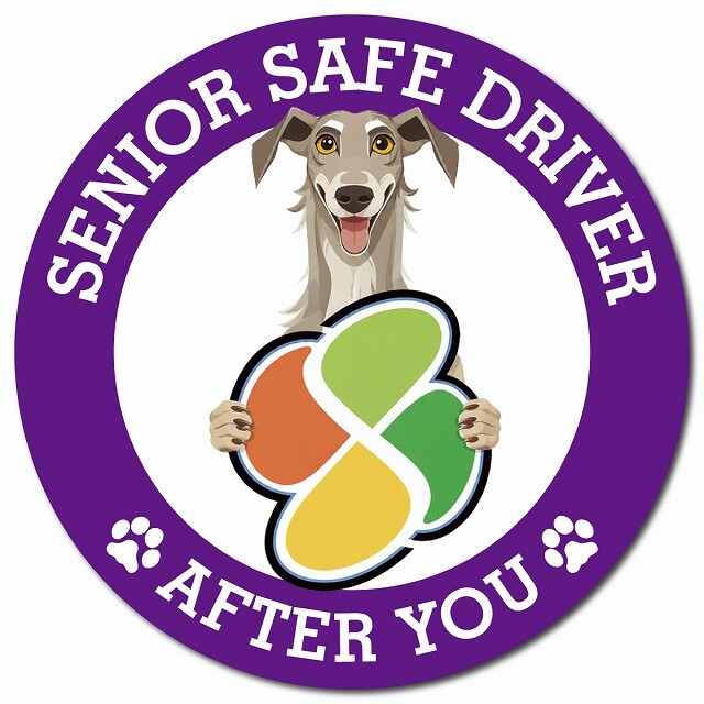 カーサイン 高齢者マーク SENIOR SAFE DRIVER ディアハウンド マグネット 強力 直径13cm 肉球 日本製 車 ステッカー